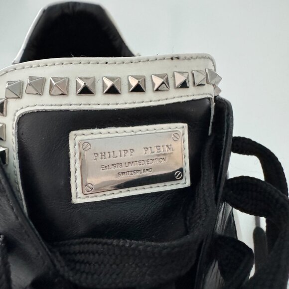 PHILIPP PLEIN Leather Studs Lo-Top sneakers Black, Size 44/ US 11 - Picture 10 of 17
